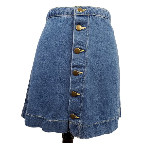 American Apparel Button Front A-line Denim Skirt Small - Picture 3 of 8
